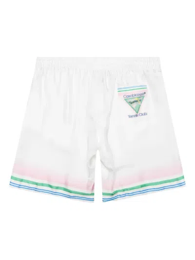 Casablanca Drawstring Striped Shorts In White