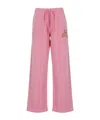 Casablanca Relaxed Wide-leg Cotton Pants With Embroidered Patches In Pink