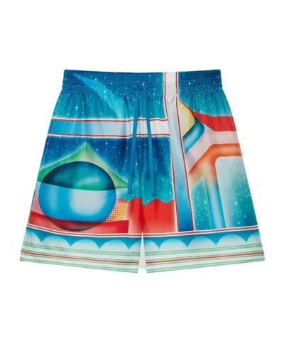 Casablanca Drawstring Waist Shorts In Blue