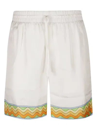 Casablanca Drawstring Waist Shorts In White
