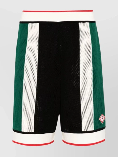 Casablanca Drawstring Waistband Knit Shorts With Side Stripes In Green