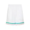 Casablanca Mens Casa Way Graphic-print Drawstring Silk Shorts In White