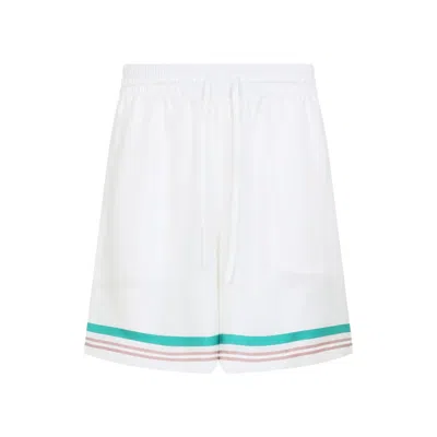 CASABLANCA DRAWSTRING WHITE SILK SHORTS