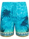 Casablanca Mens Caustics Emblem Palm-print Drawstring-waist Silk Shorts