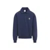 Casablanca Ribbed Neckline Sweatshirt With Cuffs And Hem In Blue
