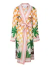 Casablanca Printed Silk Robe In Multicolor
