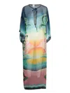Casablanca Danse De La Mer Printed Kaftan In Multicolor
