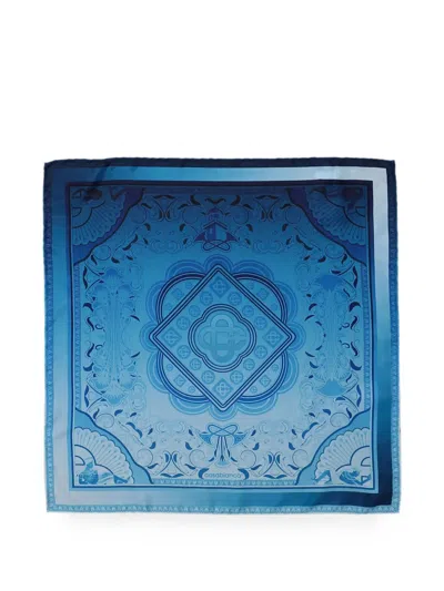 Casablanca Blue Gradient Egyptian Rug Medium Silk Scarf In Green