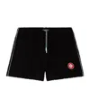 Casablanca Monogram Textured Elastic Waist Drawstring Shorts In Black