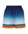 Casablanca Degrade Printed Silk Jacquard Pull-on Shorts In Blue