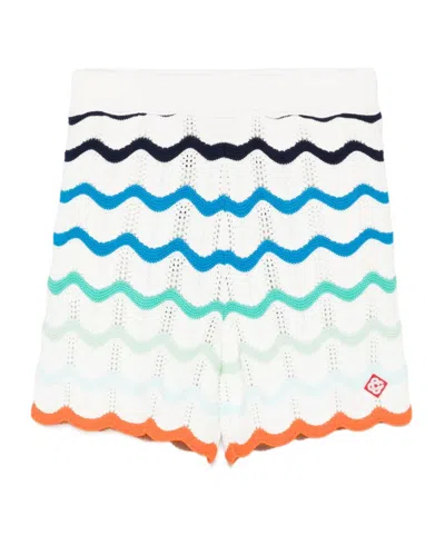 Casablanca Gradient Wave Crochet Shorts In Multicolor