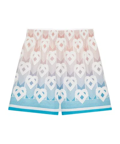 Casablanca Monogram-print Silk Shorts In Blue