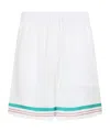 Casablanca Silk Twill Drawstring Shorts With Graphic Print In White