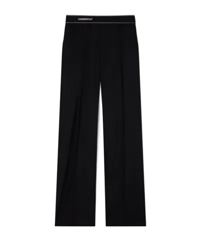 Casablanca Elastic Waist Wool Casual Pants In Black