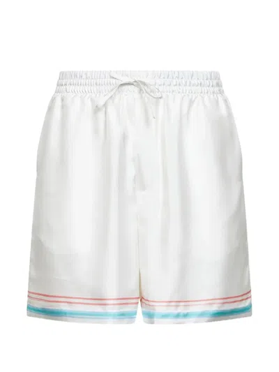 Casablanca Dance Joy Pocket-detail Drawstring Silk Shorts In White
