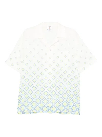 Casablanca Elegant Linen Short Sleeve Shirt For Men In White