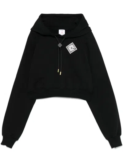 CASABLANCA EMBELLISHED CROPPED HOODIE