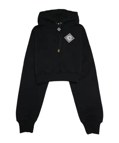 CASABLANCA CASABLANCA EMBELLISHED CROPPED HOODIE