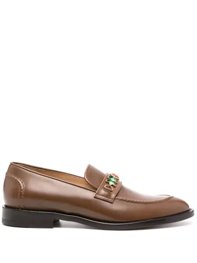 Casablanca Embellished Leather Loafers In Brown