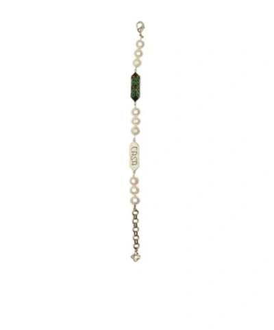 Casablanca Embellished Logo Engraved Bracelet In Yellow