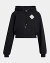 Casablanca Embellished Logo Patch Crop Hoodie In Pearl Diamond P