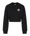 Casablanca Pearl Diamond Patch Cropped Sweatshirt In Black