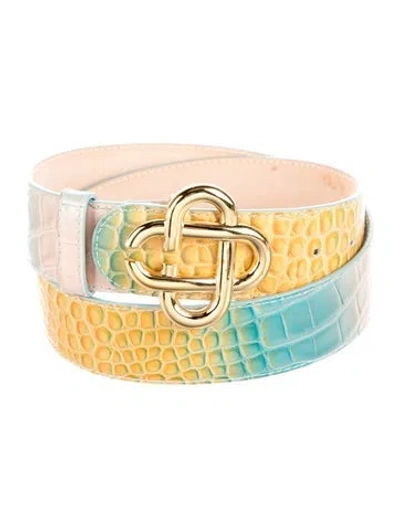 Pre-owned Casablanca Embossed Leather Belt In Blue
