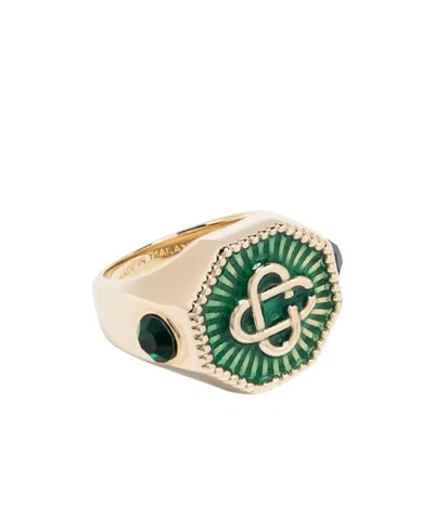 Casablanca Embossed-monogram Signet Ring In Yellow