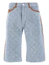 Casablanca Blue Monogram Denim Shorts In Blue
