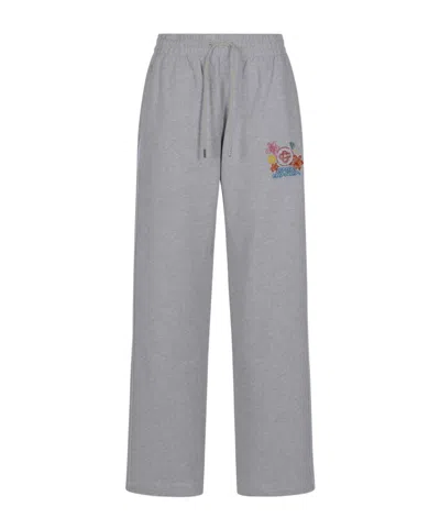 Casablanca Embroidered-logo Drawstring Cotton Track Pants In Gray