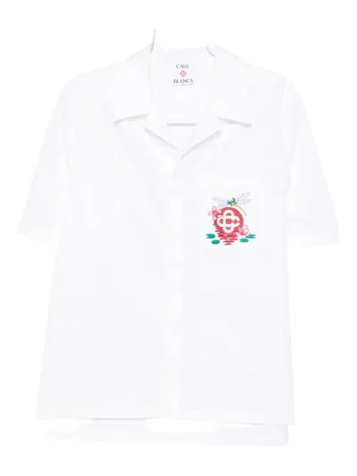 Casablanca Embroidered-flower Shirt In White