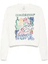 Casablanca Womens Embroidered Knitted Cotton Jumper White