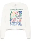 Casablanca Womens Embroidered Knitted Cotton Jumper White In White