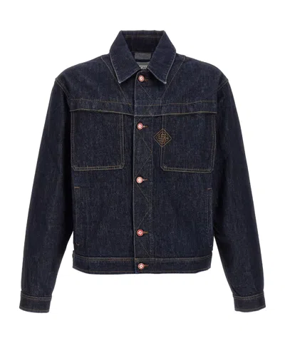 Casablanca Embroidered Logo Denim Jacket In Black