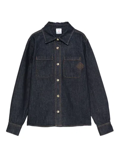 Casablanca Embroidered-logo Denim Shirt In Black