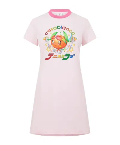 Casablanca Embroidered Logo Dress In Pink