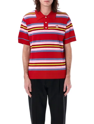 Casablanca Striped Polo Shirt In Red Multi