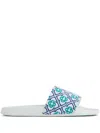 Casablanca Embroidered Terry Slider In White
