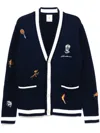 Casablanca Embroidered Wool And Cashmere-blend Cardigan In 蓝色