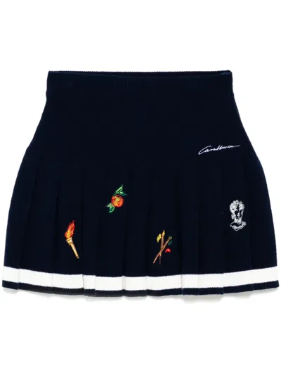 Casablanca Embroidered Motif Skirt In Blue
