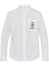 Casablanca White Shirt With Button-down Collar And Logo Embroidery On The Front In White