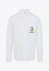 Casablanca White Shirt With Button-down Collar And Logo Embroidery On The Front In White