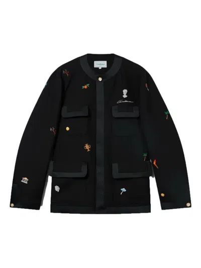 Casablanca Embroidered Pocket Jacket In Black