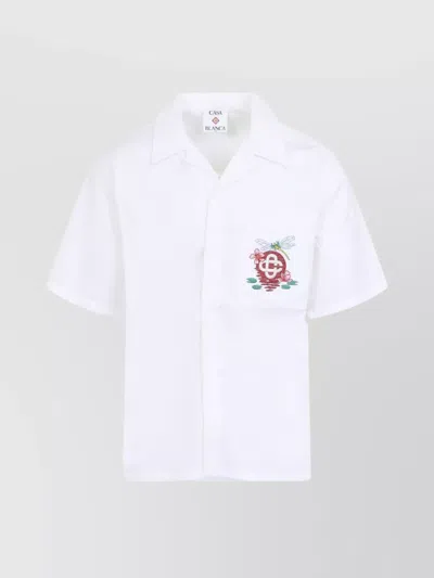 CASABLANCA EMBROIDERED POCKET SHORT SLEEVE SHIRT