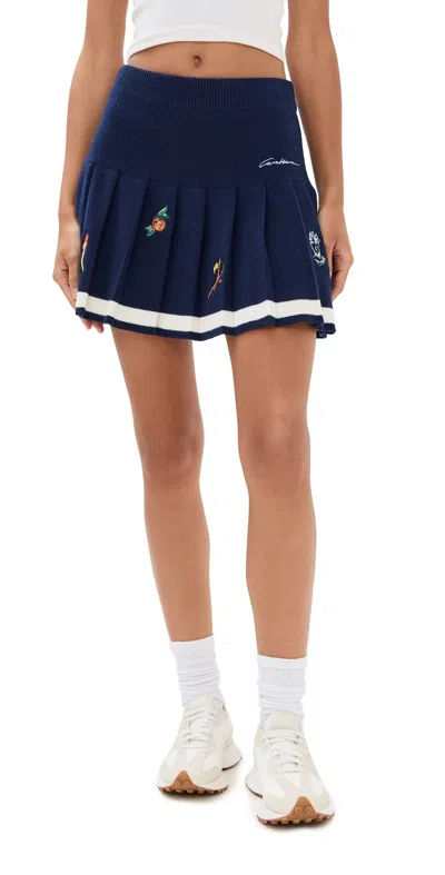 CASABLANCA EMBROIDERED SKIRT NAVY/WHITE