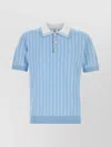 Casablanca Light Blue Polo With Classic Collar And All-over Logo Motif In Cotton Man