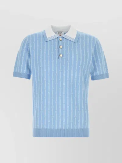 CASABLANCA EMBROIDERED STRETCH COTTON BLEND POLO SHIRT