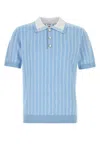 Casablanca Light Blue Polo With Classic Collar And All-over Logo Motif In Cotton Man In Blue