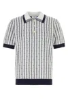 Casablanca White Polo With Classic Collar And All-over Logo Motif In Cotton Man In Navy