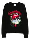 Casablanca Mushroom Embroidered Cotton Blend Sweater In Black